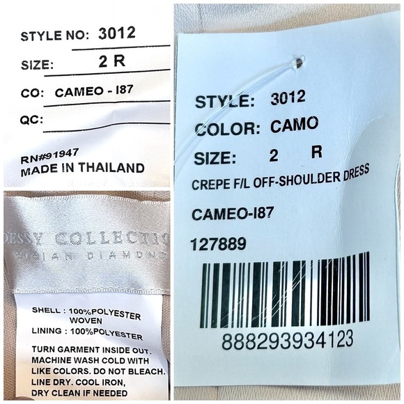 NWT Dessy Collection Off-the-Shoulder Criss Cross Back Trumpet in Cameo, Size 2R - Picture 15 of 16